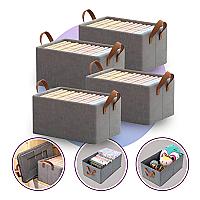 Imagem do produto Kit 4 Caixas Organizadoras Dobráveis Cinza-escuro...