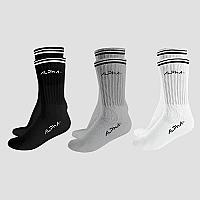Imagem do produto Kit 3 Meias Masculinas Cano Médio Alpha - Branco/C...