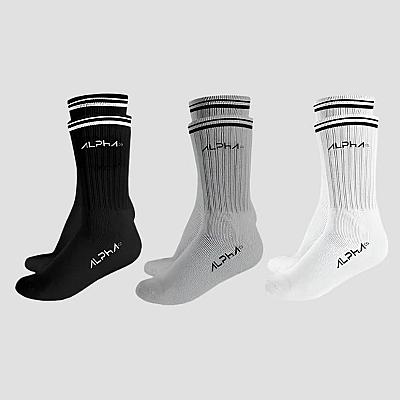 Imagem do produto Kit 3 Meias Masculinas Cano Médio Alpha - Branco/C...