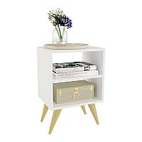 Imagem do produto Mesa de Cabeceira Retrô Compacta com Nicho para Qu...