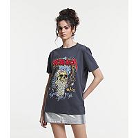 Imagem do produto Camiseta Alongada em Meia Malha com Estampa Banda...
