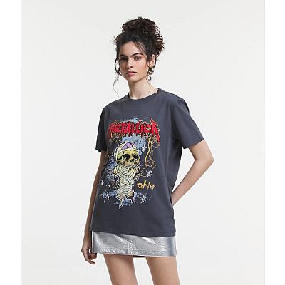 Imagem do produto Camiseta Alongada em Meia Malha com Estampa Banda...