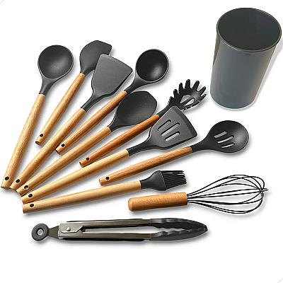 Imagem do produto Kit C/12 Utensílios De Cozinha de Silicone de Cabo...