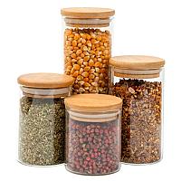 Imagem do produto 1/6 Kit 4 Potes de Vidro Tampa de Bambu Herméticos...