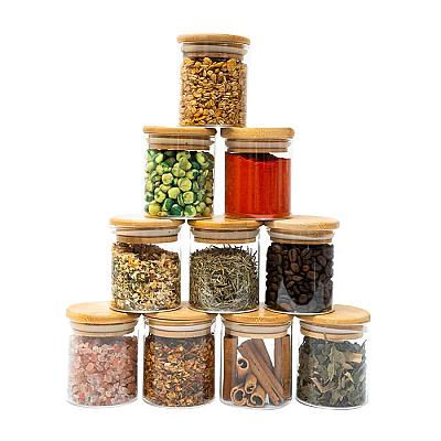 Imagem do produto Kit 10 Potes de Vidro 200ml Tampa de Bambu Herméti...