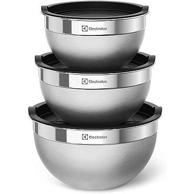 Imagem do produto Conjunto de Bowls Tigelas de Inox com Tampa Plásti...