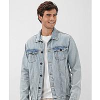 Imagem do produto Jaqueta jeans masculina com bolsos estonada - Azul...