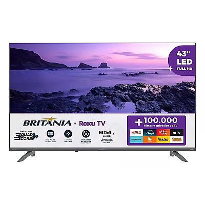 Imagem do produto Smart TV 43” Britânia BTV43VA4REGB Roku TV LED Dol...