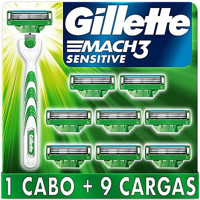 Imagem do produto Gillette Aparelho De Barbear Mach3 Sensitive + 9 C...