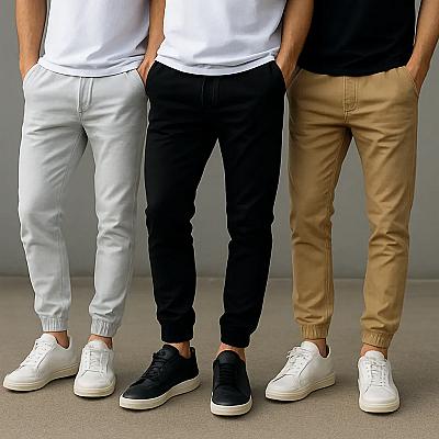 Imagem do produto Kit 3 Calça Jogger Masculina Sarja Com Punho