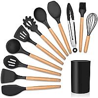 Imagem do produto Kit 12 Utensílios De Cozinha Em Silicone Cabo De M...