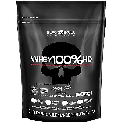 Imagem do produto Whey 100% Hd - 900G Refil Morango, da Black Skull