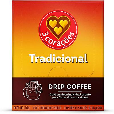Imagem do produto Café 3 Corações Drip Coffee Tradicional contém 10...
